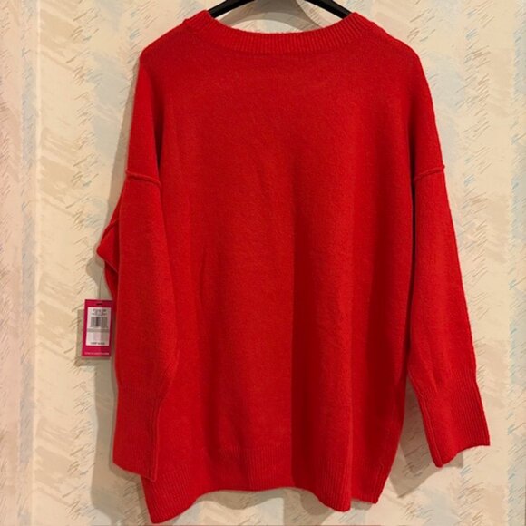 SOLD Red Vince Camuto Crewneck Oversize Tunic Pull Over 1X Sweater NWT - Picture 2 of 7